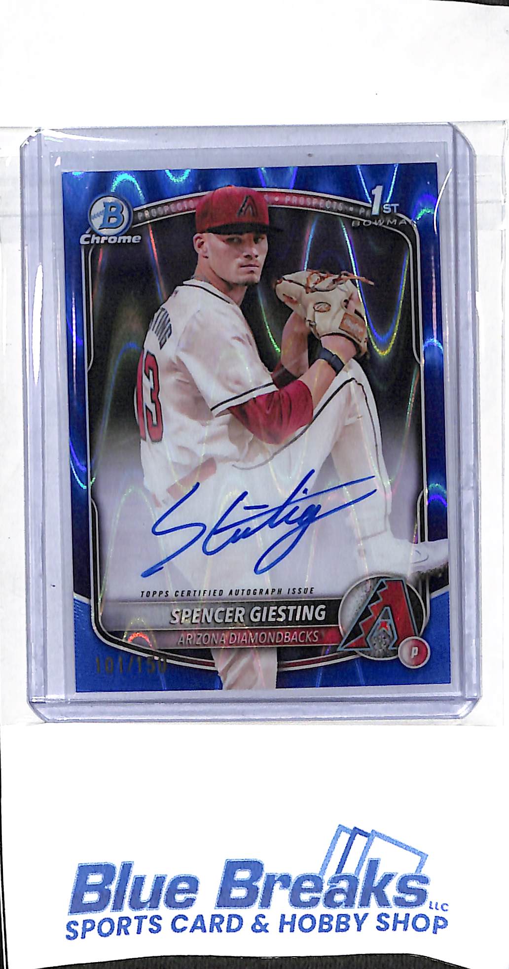 2025 Bowman Chrome - blue raywave - Spencer Giesting - auto - 101/150 - #CPA-SG - baseball - Diamondbacks
