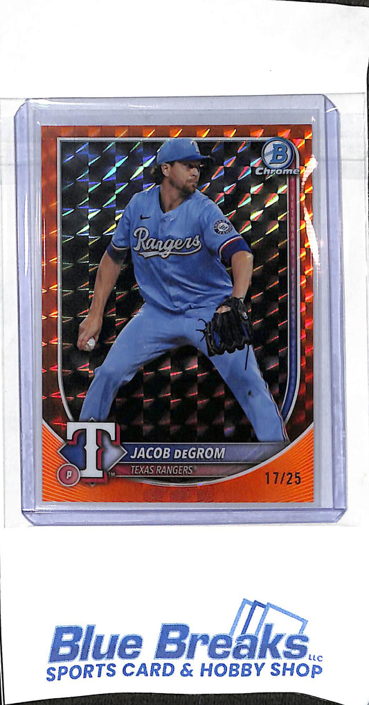 2025 Bowman Chrome - orange geometric - Jacob deGrom - 17/25 - #47 - baseball - Rangers