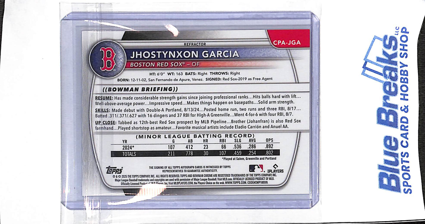 2025 Bowman Chrome - 1st Bowman - refractor - Jhostynxon Garcia - auto - 056/499 - #CPA-JGA - baseball - Red Sox