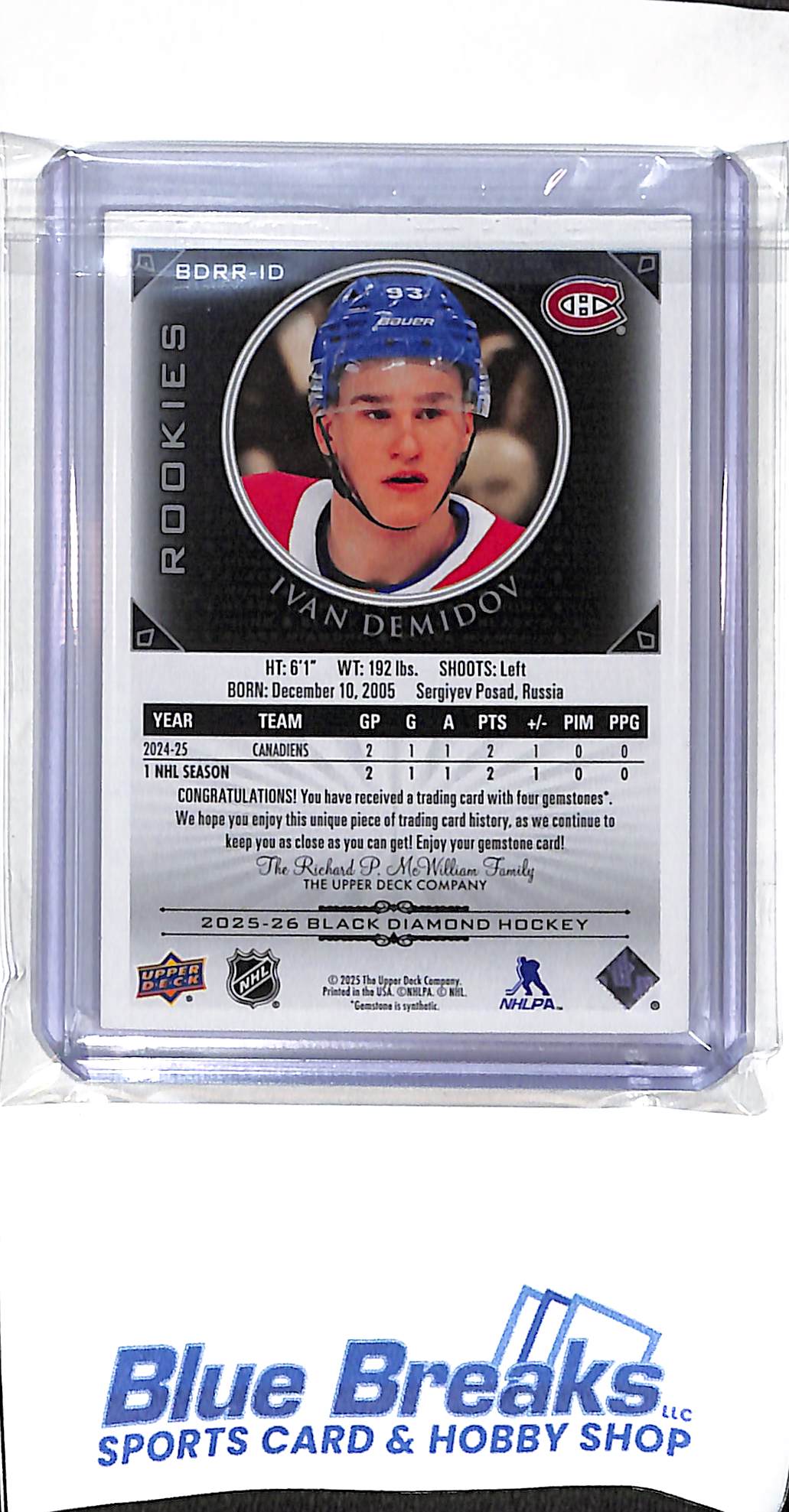 2025-26 Black Diamond - Quad Diamond Relics - Rookies - Ivan Demidov - 10/49 - #BDRR-ID - hockey - Canadiens