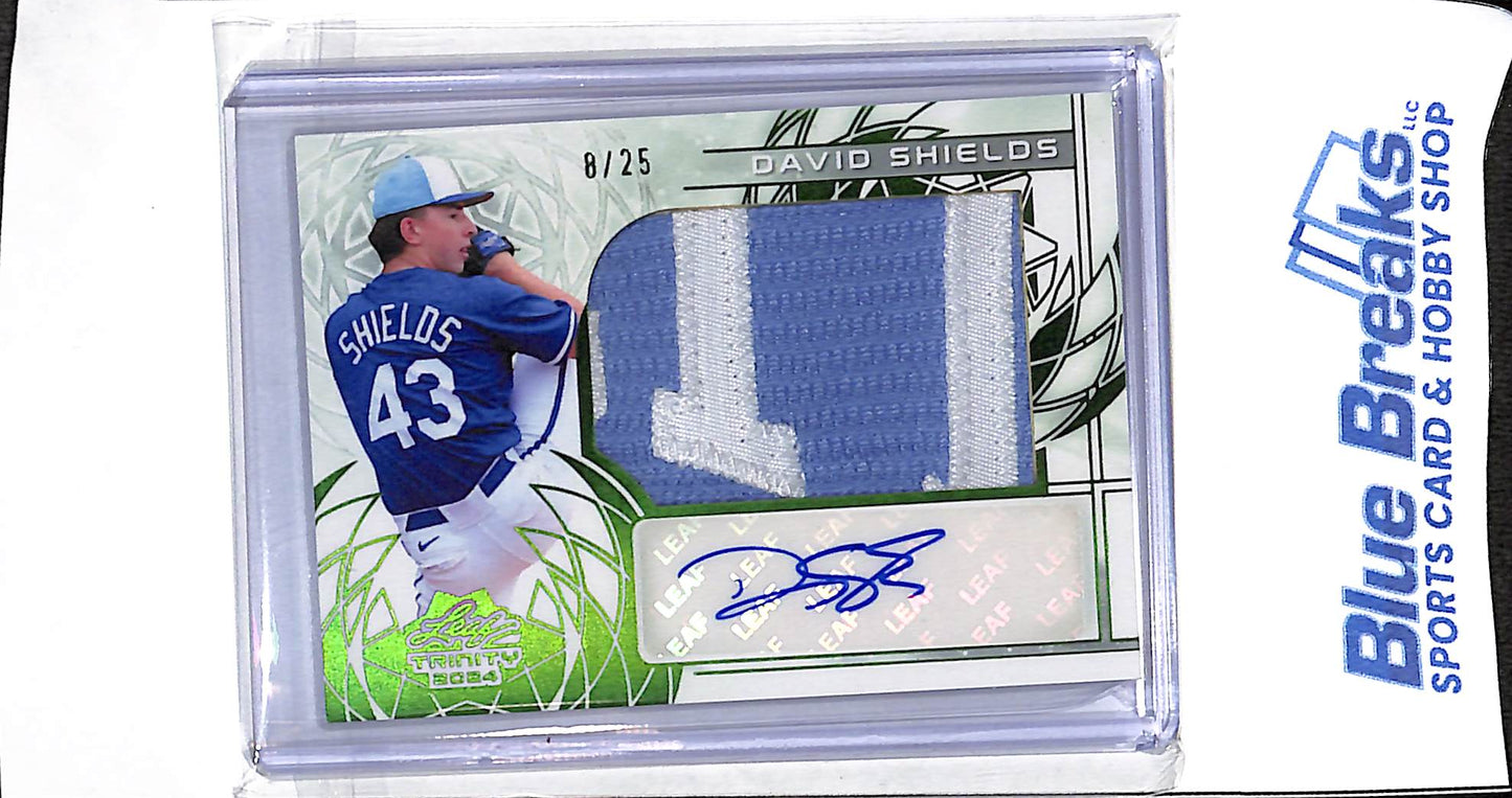 2024 Leaf - Trinity - green - David Shields - relic - auto - 8/25 - #PA-DS1 - baseball - Royals