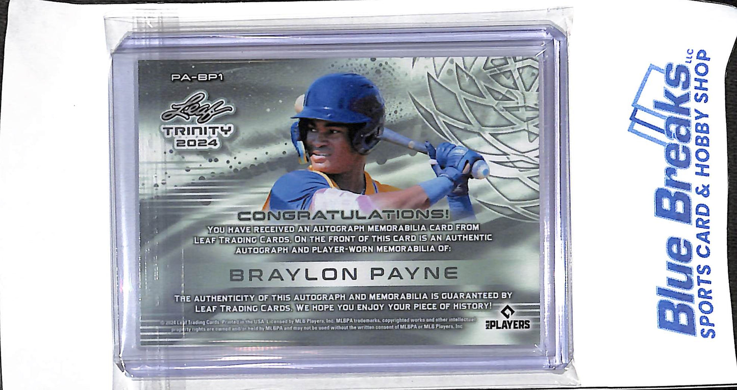 2024 Leaf - Trinity - bronze - Braylon Payne - auto - relic - 36/99 - #PA-BP1 - baseball - Brewers