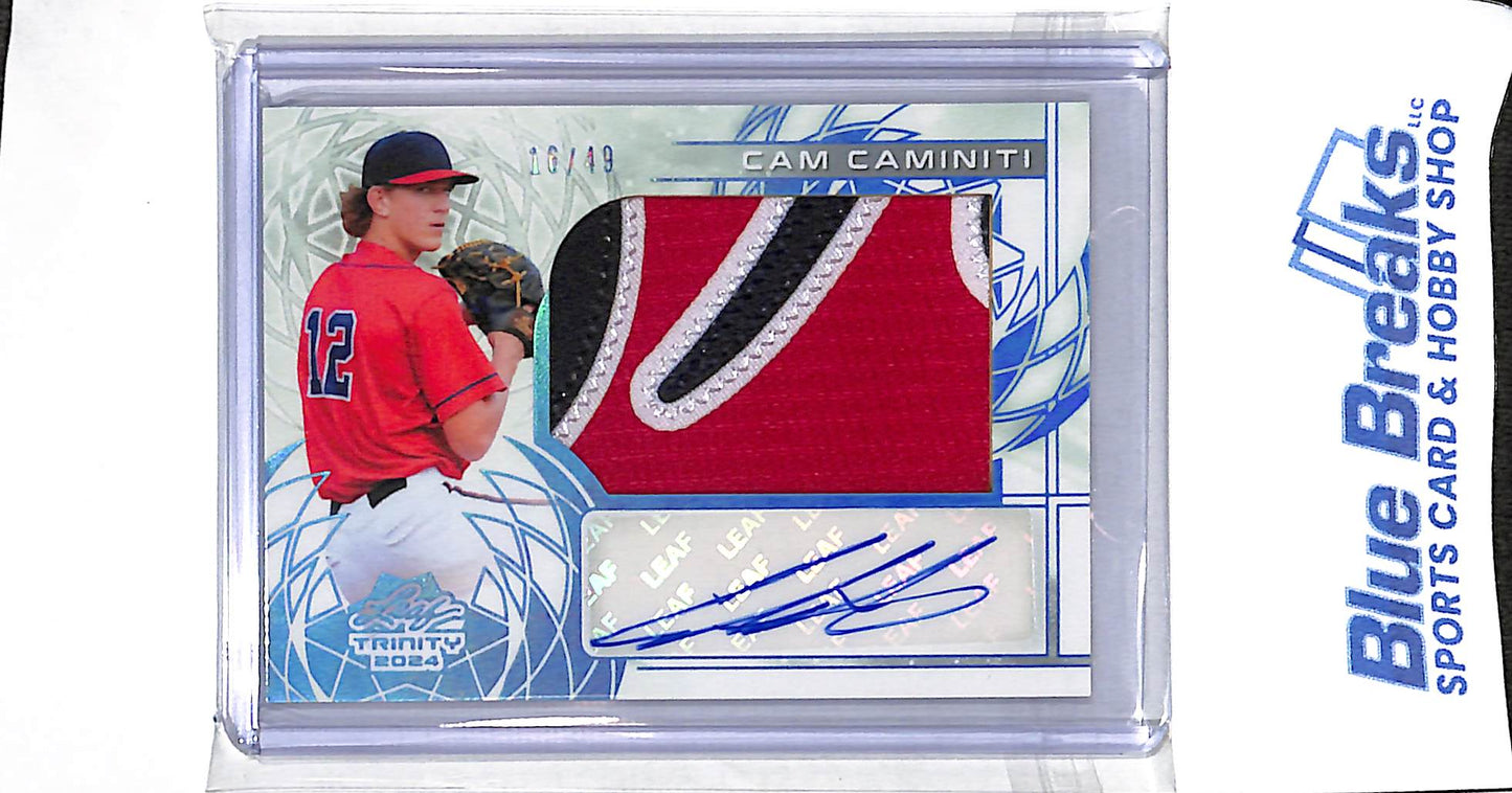2024 Leaf - Trinity - blue - Cam Caminiti - auto - relic - 16/49 - #PA-CC1 - baseball - Braves