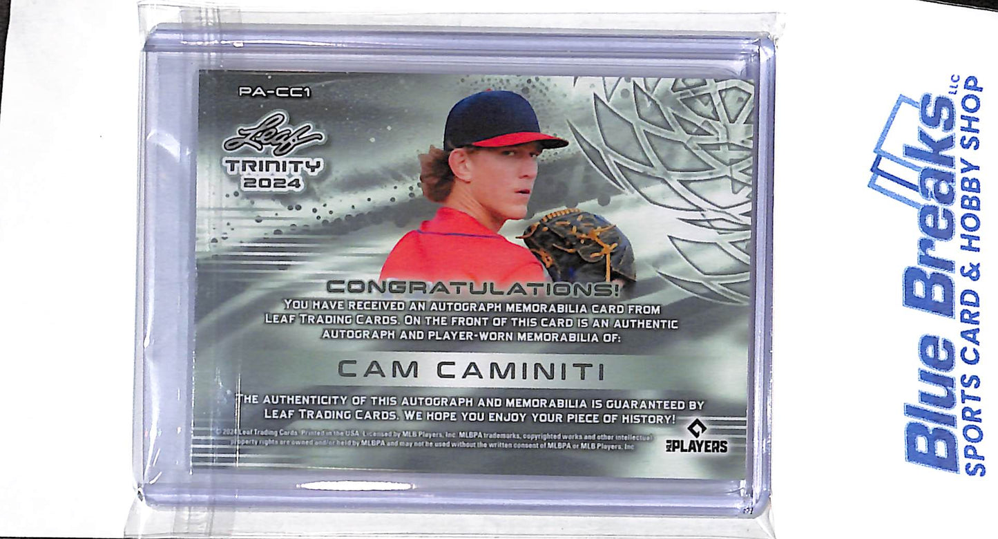 2024 Leaf - Trinity - blue - Cam Caminiti - auto - relic - 16/49 - #PA-CC1 - baseball - Braves