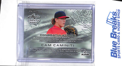 2024 Leaf - Trinity - blue - Cam Caminiti - auto - relic - 16/49 - #PA-CC1 - baseball - Braves