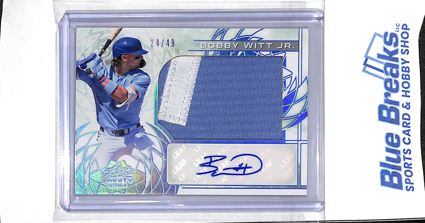 2024 Leaf - Trinity - blue - Bobby Witt Jr - auto - relic - 24/49 - #PA-BWJ - baseball - Royals