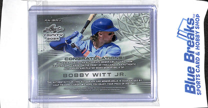 2024 Leaf - Trinity - blue - Bobby Witt Jr - auto - relic - 24/49 - #PA-BWJ - baseball - Royals