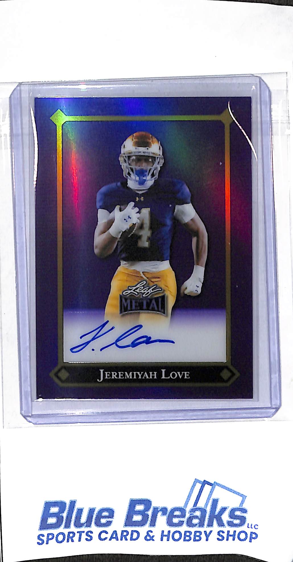 2025 Leaf - Metal - purple - Jeremiyah Love - auto - 08/10 - #92L-JL2 - football - Fighting Irish