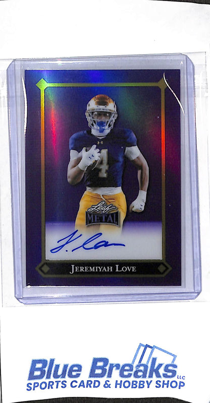2025 Leaf - Metal - purple - Jeremiyah Love - auto - 08/10 - #92L-JL2 - football - Fighting Irish