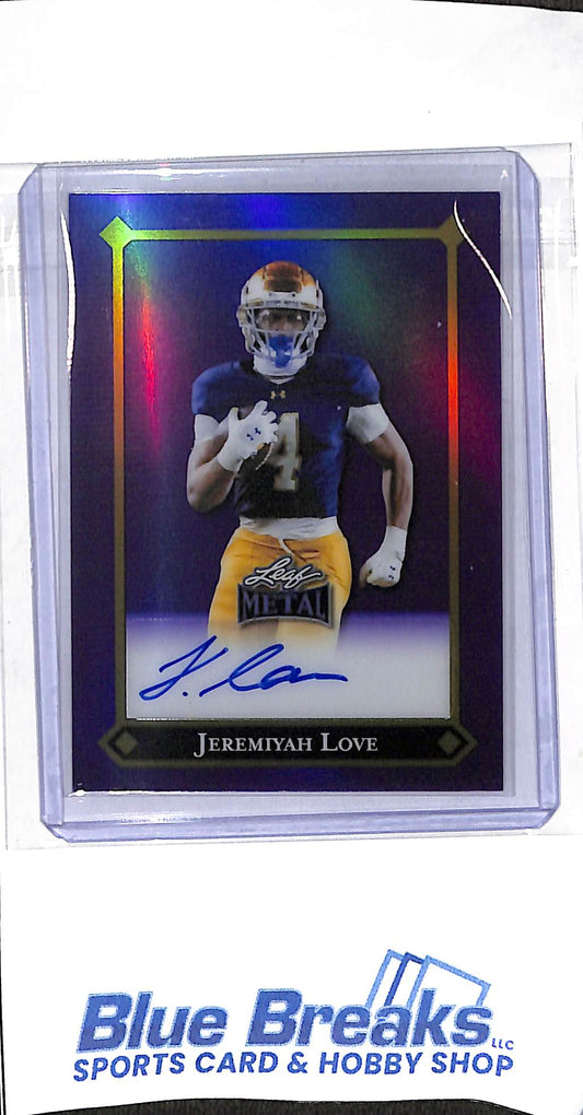 2025 Leaf - Metal - purple - Jeremiyah Love - auto - 08/10 - #92L-JL2 - football - Fighting Irish