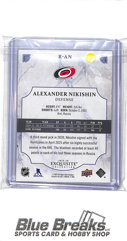 2025 Upper Deck - Exquisite - Rookies - Alexander Nikishin - 44/99 - #R-AN - hockey - Hurricanes