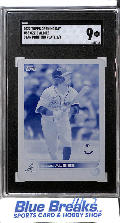 2022 Topps - Opening Day - Cyan Printing Plate - Ozzie Albies - 1/1 - #88 - SGC 9 - baseball - Braves