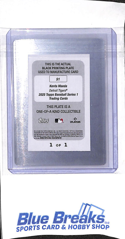 2025 Topps - Series 1 - Black Printing Plate - Kenta Maeda - 1/1 - #91 - baseball - Tigers