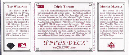 1993 Upper Deck - The Collector's Choice - Triple Threats - Ted Williams - Mickey Mantle - #HOB1 - baseball - Red Sox - Yankees