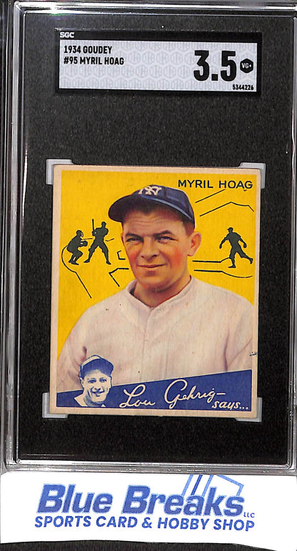 1934 Goudey - Myril Hoag - #95 - SGC 3.5 - baseball - Yankees