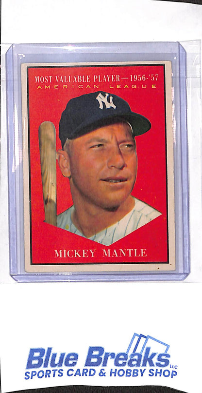 1961 Topps - Most Valuable Player 1956-'57 - American League - Mickey Mantle - #475 - baseball - Yankees