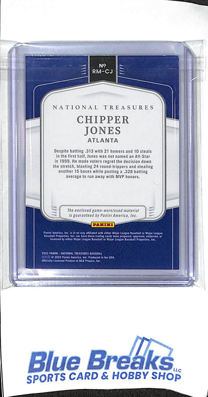 2022 Panini - National Treasures - Retro Materials - Chipper Jones - 05/10 - #RM-CJ - baseball - Braves
