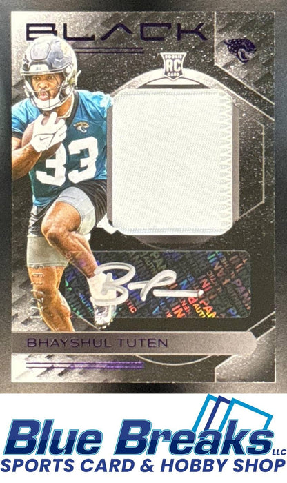 2025 Panini Black Bhayshul Tuten #RKPA-BTN Rookie Patch Auto Royal 122/199 Relic RC Jaguars
