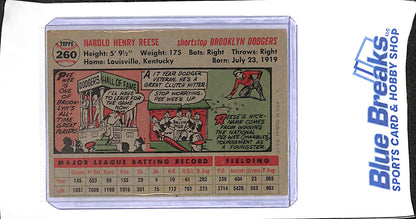 1956 Topps - Harold Henry "Pee Wee" Reese - #260 - baseball - Dodgers