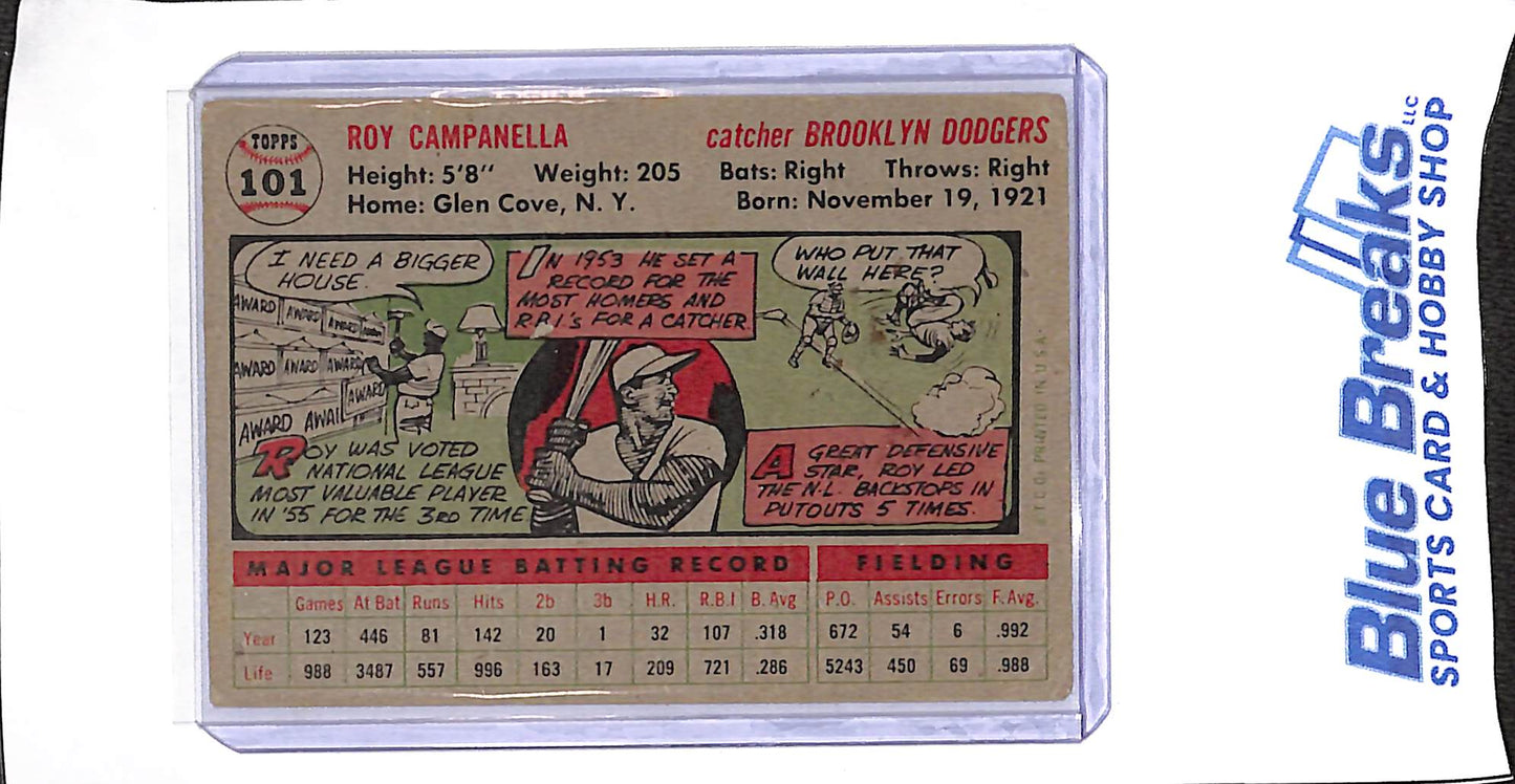 1956 Topps - Roy Campanella - #101 - baseball - Dodgers
