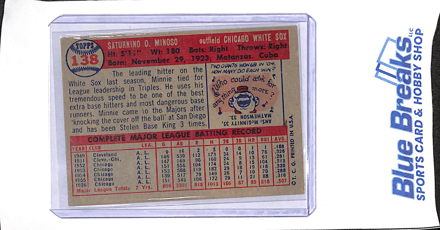1957 Topps - Minnie Minoso - #138 - baseball - White Sox
