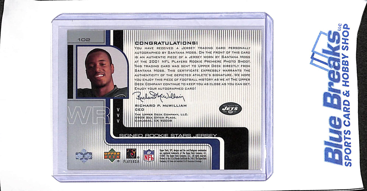 2001 Upper Deck - SPX - Signed Rookie Stars Jersey - Santana Moss - 102/550 - #102 - football - Jets