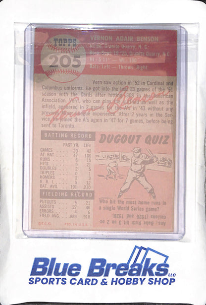 1953 Topps - Vern Benson - #205 - baseball - Cardinals