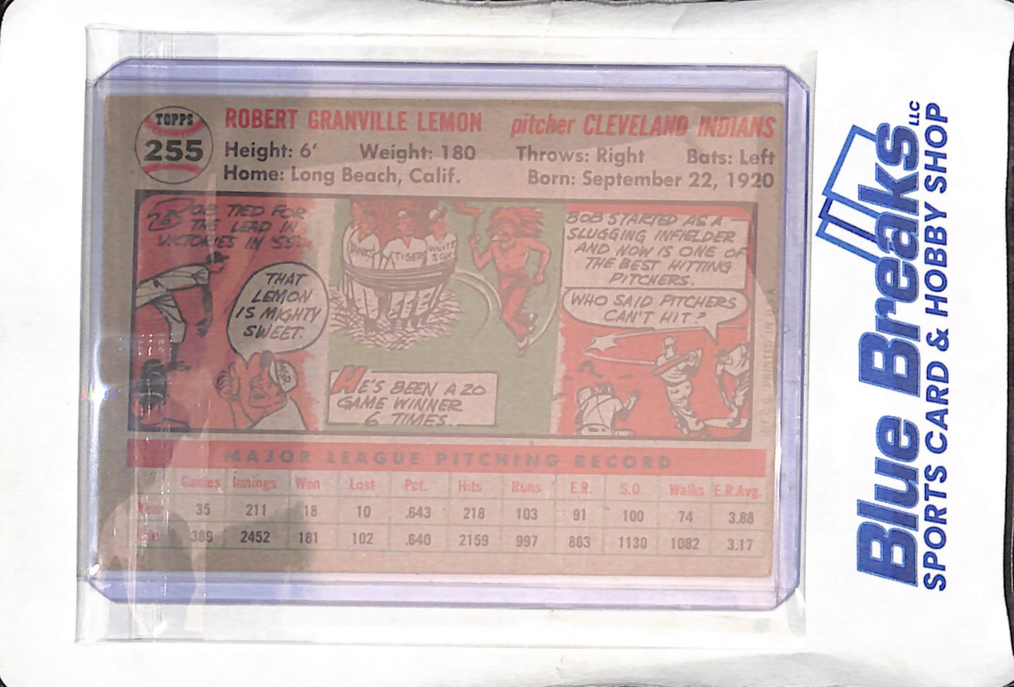 1956 Topps - Bob Lemon - #255 - baseball - Indians/Guardians