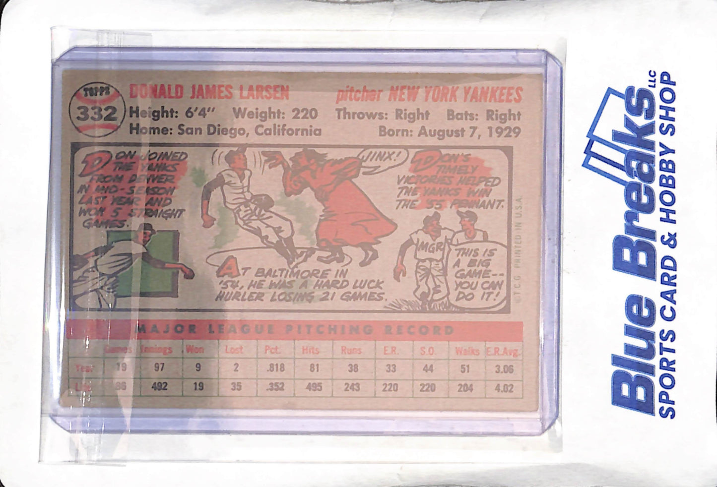 1956 Topps - Don Larsen - #332 - baseball - Yankees