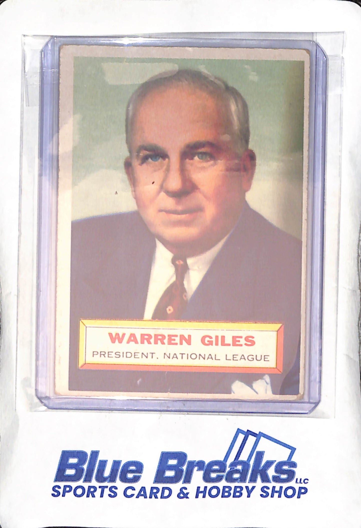 1956 Topps - National League President - Warren Giles - #2 - baseball - Phillies - Cubs - Dodgers - Braves - Cardinals - Giants - Pirates - Reds