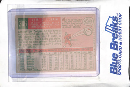 1959 Topps - Jim Gilliam - #306 - baseball - Dodgers