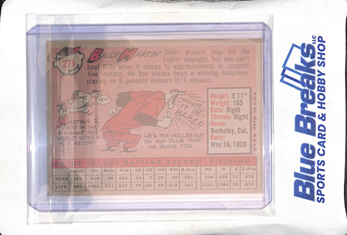 1958 Topps - Billy Martin - #271 - baseball - Tigers