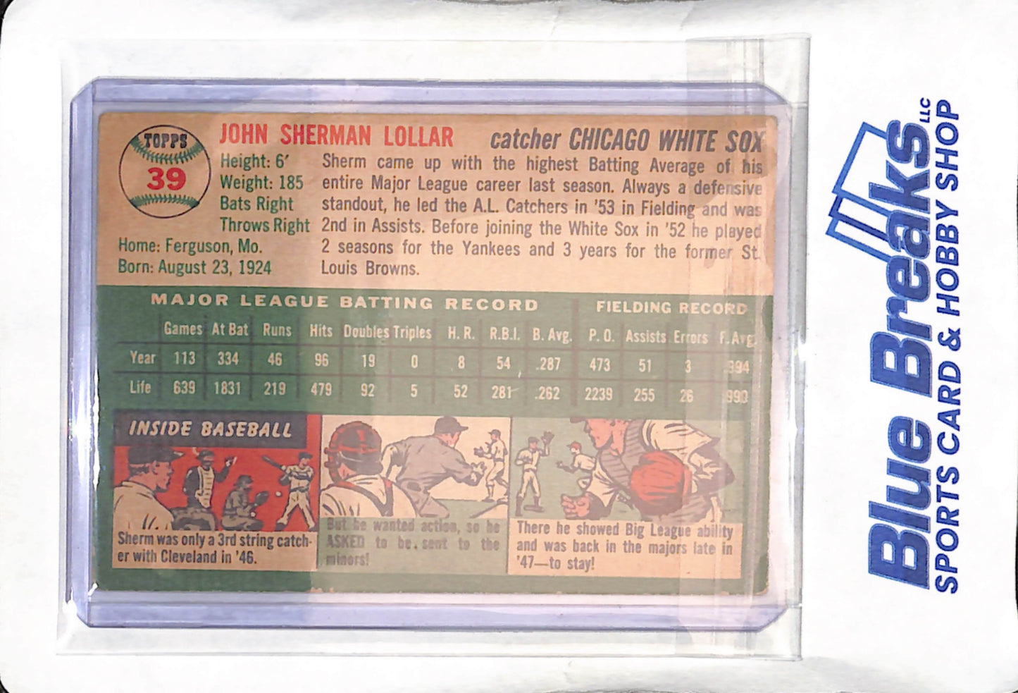 1954 Topps - Sherm Lollar - #39 - baseball - White Sox