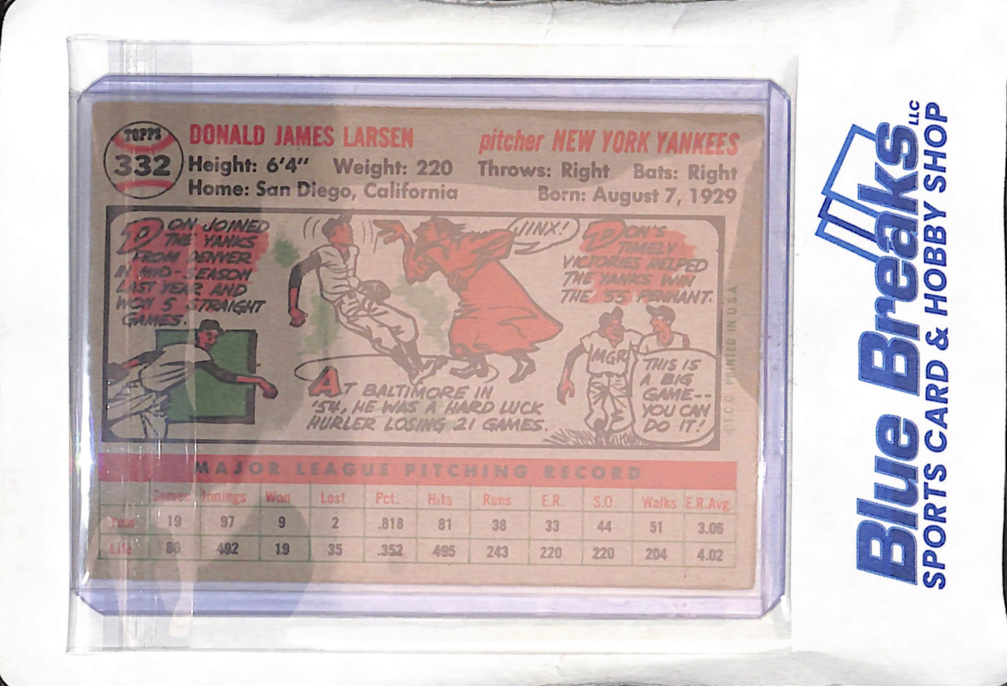 1956 Topps - Don Larsen - #332 - baseball - Yankees