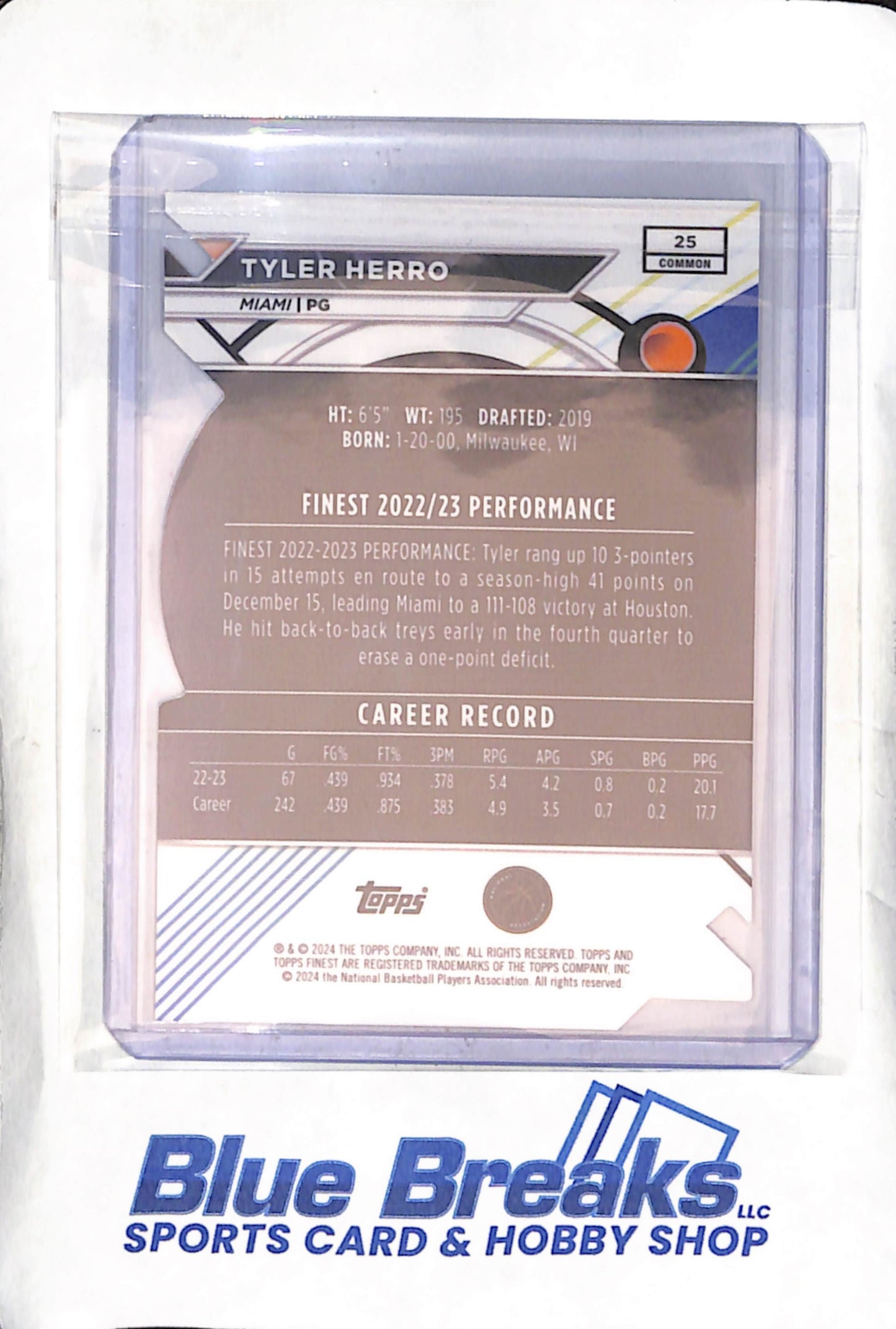 2023-24 Topps - Finest - die-cut - Tyler Herro - common - 03/74 - #25 - basketball - Heat
