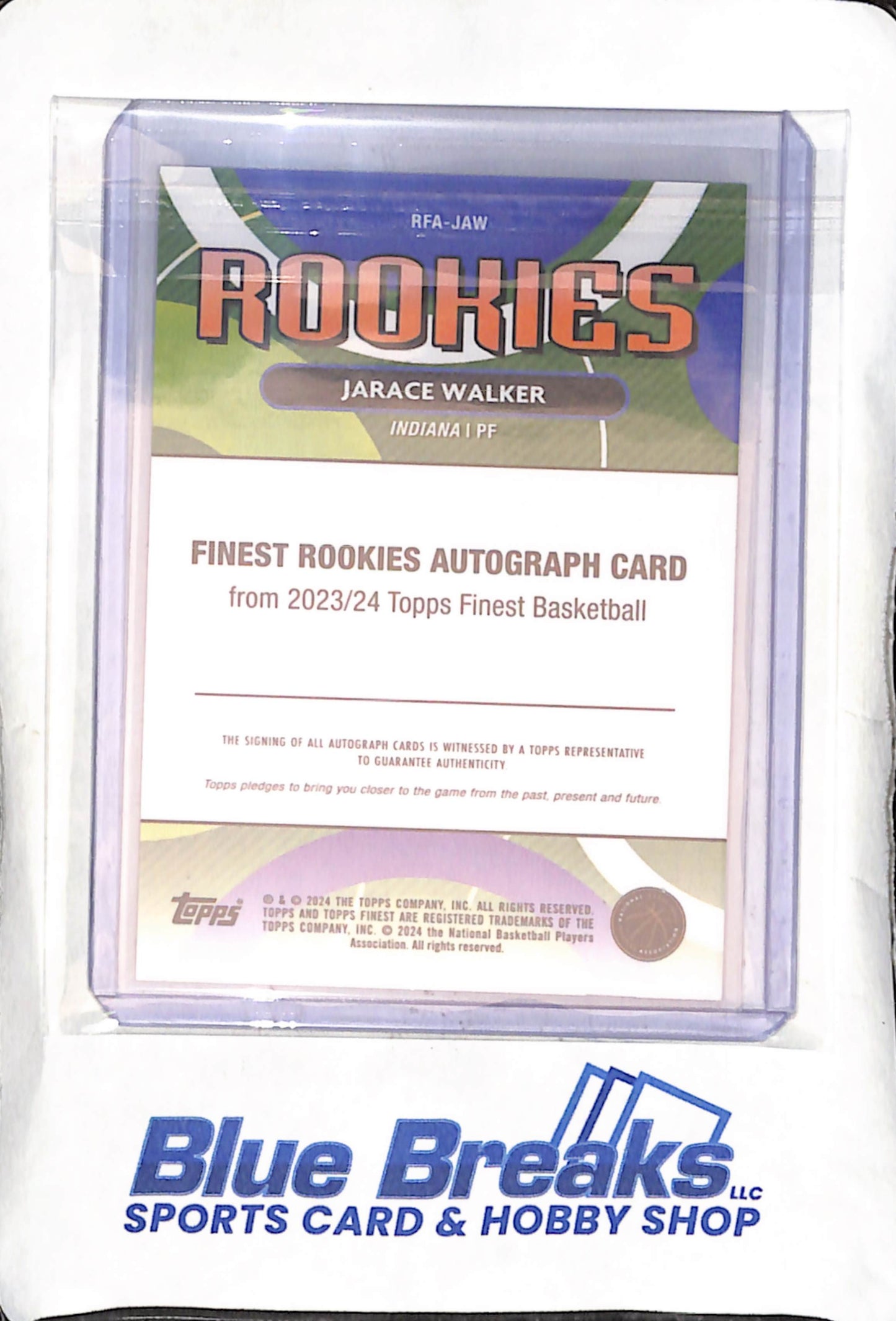 2023-24 Topps - Finest - Rookies - gold - Jarace Walker - auto - 47/50 - RC - #RFA-JAW - basketball - Pacers
