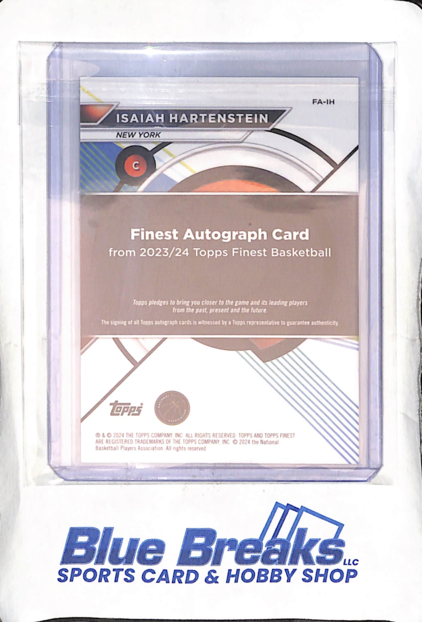 2023-24 Topps - Finest - Isaiah Hartenstein - auto - #FA-IH - basketball - Knicks