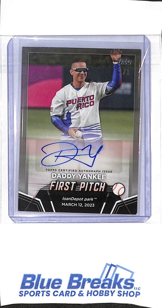 2024 Topps - First Pitch - Daddy Yankee - autograph - loanDepot Park - March 12,2023 - 1/1 - #FPA-DY - baseball - Marlins