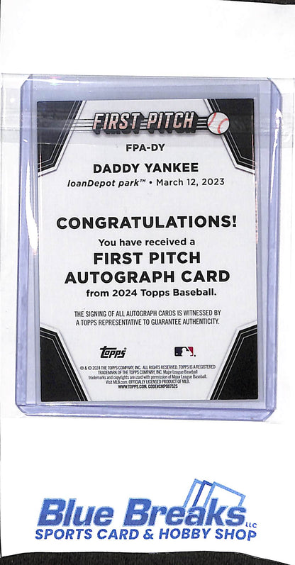 2024 Topps - First Pitch - Daddy Yankee - autograph - loanDepot Park - March 12,2023 - 1/1 - #FPA-DY - baseball - Marlins