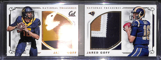 2016 Panini - National Treasures - Jared Goff - dual relic booklet - 07/25 - #6 - football - UCLA - Rams