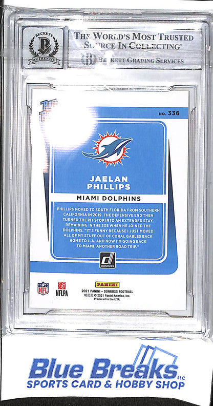 2021 Panini - Donruss - Rated Rookie - Press Proof Premium - gold -  Jaelan Phillips - autograph - #336 - BGS COA - football - Dolphins