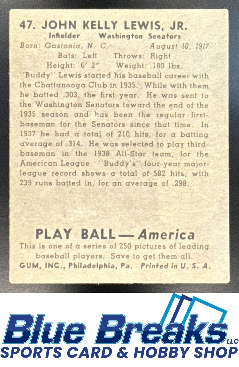 1939 Play Ball John Kelly Lewis Jr. #47 Senators