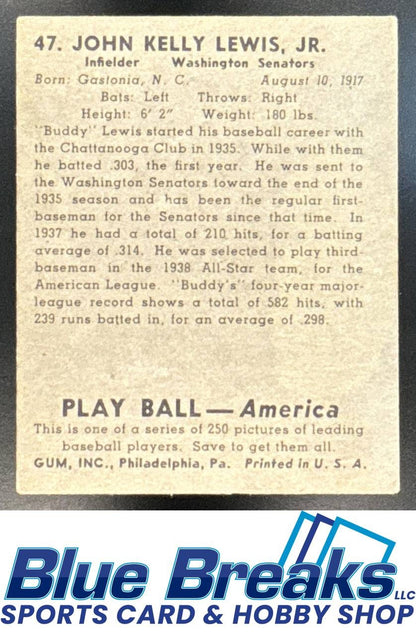 1939 Play Ball John Kelly Lewis Jr. #47 Senators