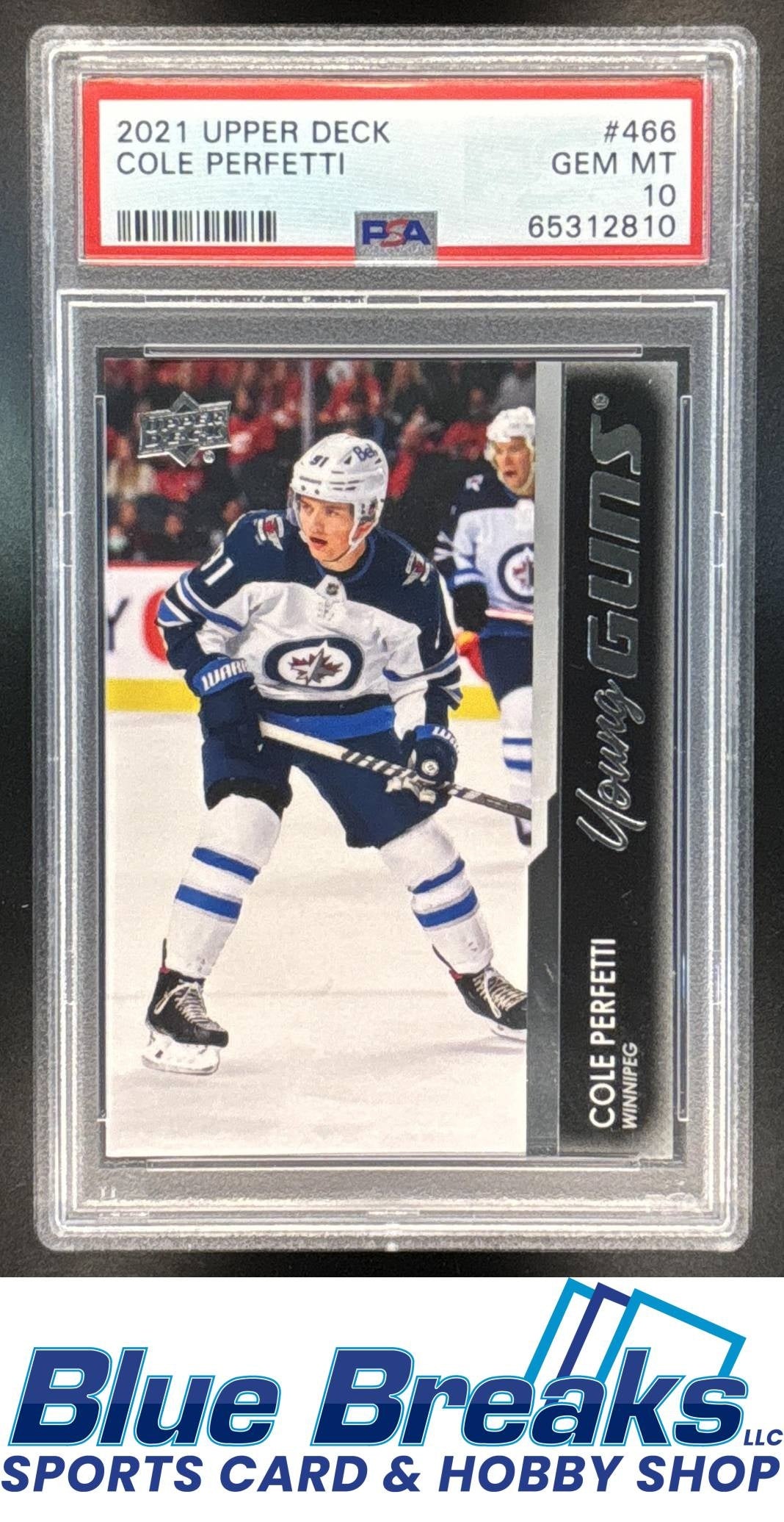 2021-22 Upper Deck Cole Perfetti [RC] #466 Young Guns RC PSA 10 Winnipeg Jets