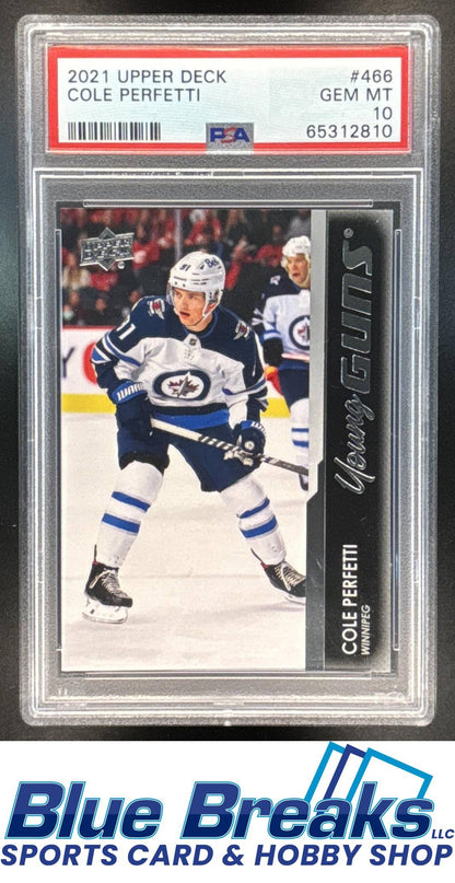 2021-22 Upper Deck Cole Perfetti [RC] #466 Young Guns RC PSA 10 Winnipeg Jets