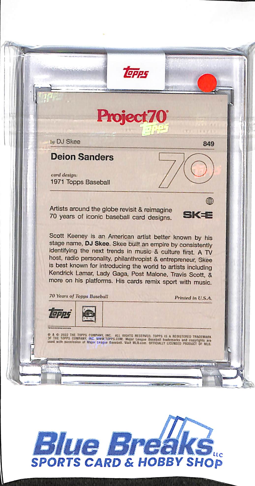 2022 Topps - Project 70 - Deion Sanders - DJ Skee - 1971 design - #849 - baseball