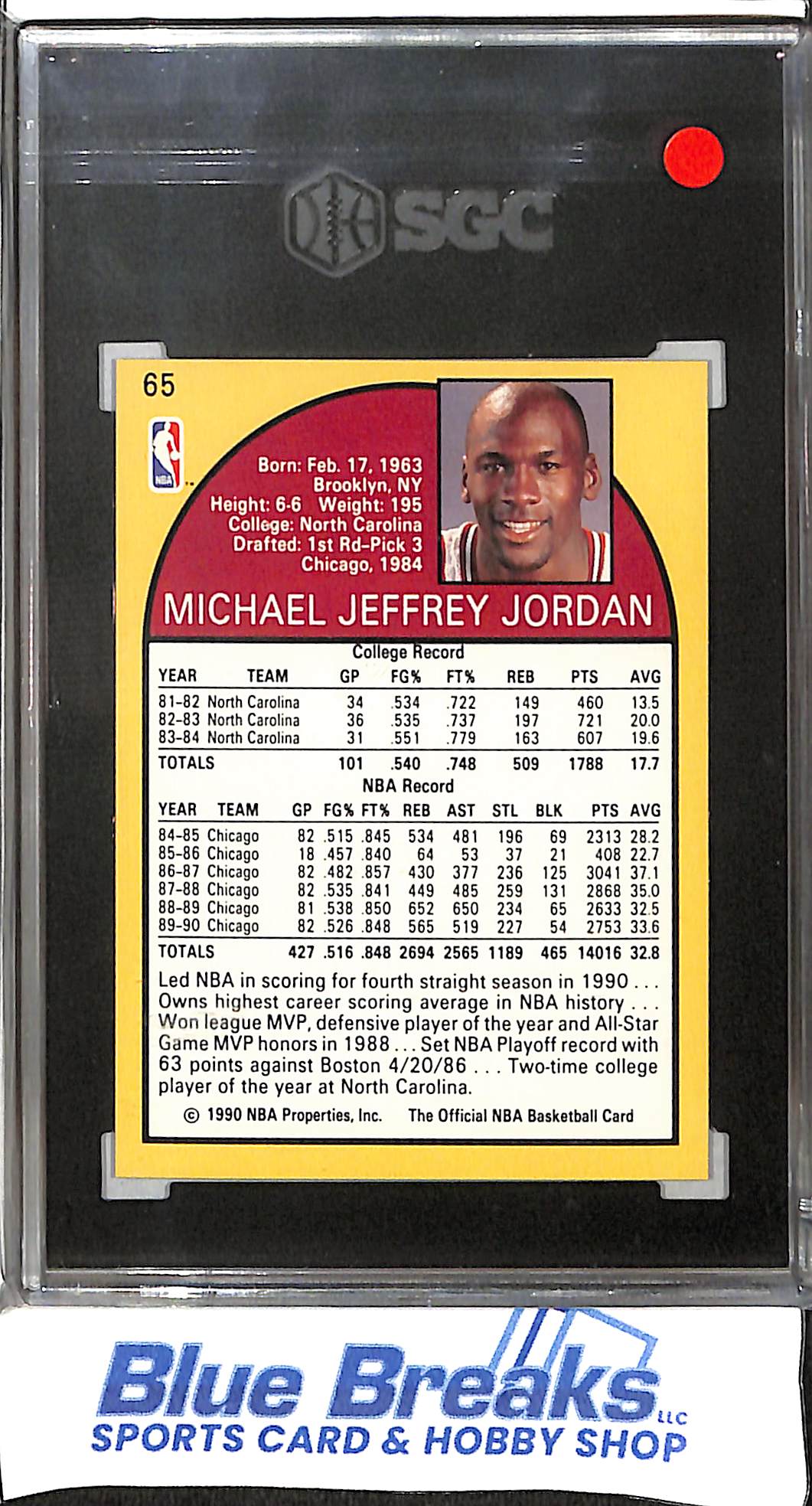 1990-91 NBA Hoops - Michael Jordan - #68 - SGC 8.5 - basketball - Bulls