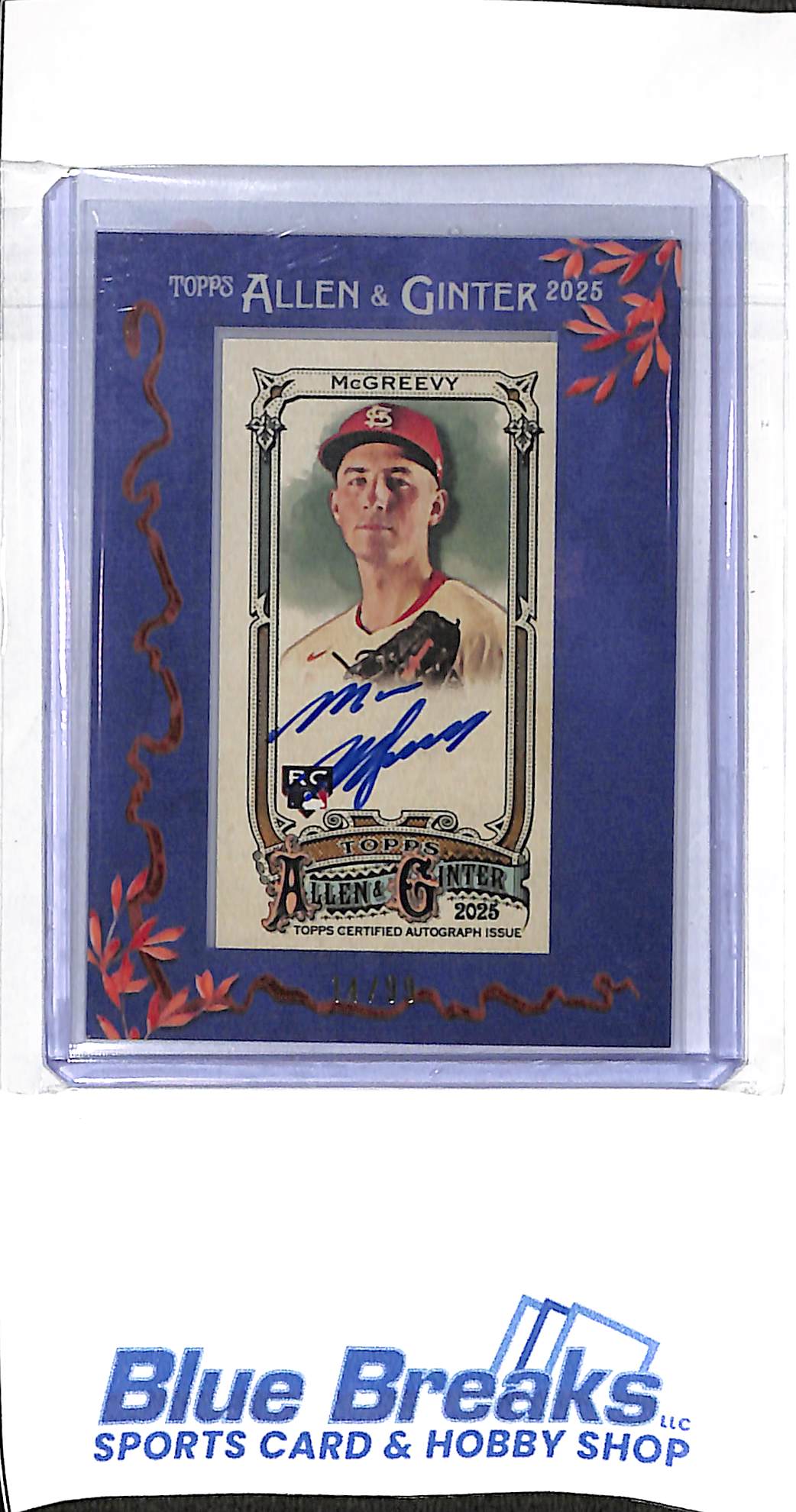 2025 Topps - Allen & Ginter - framed mini - Michael McGreevy - auto - 14/99 - RC - #MA-MMC - baseball - Cardinals