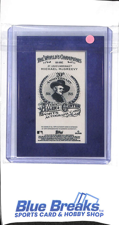 2025 Topps - Allen & Ginter - framed mini - Michael McGreevy - auto - 14/99 - RC - #MA-MMC - baseball - Cardinals
