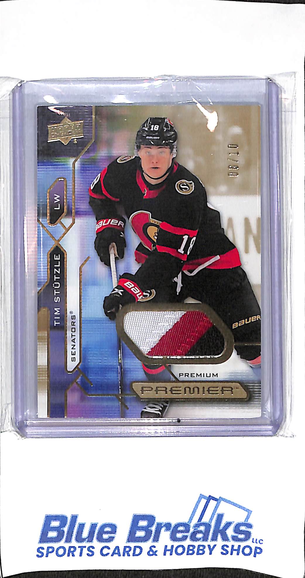 2021-22 Upper Deck Premier - Tim Stutzle - relic - 06/10 - #11 - hockey - Senators